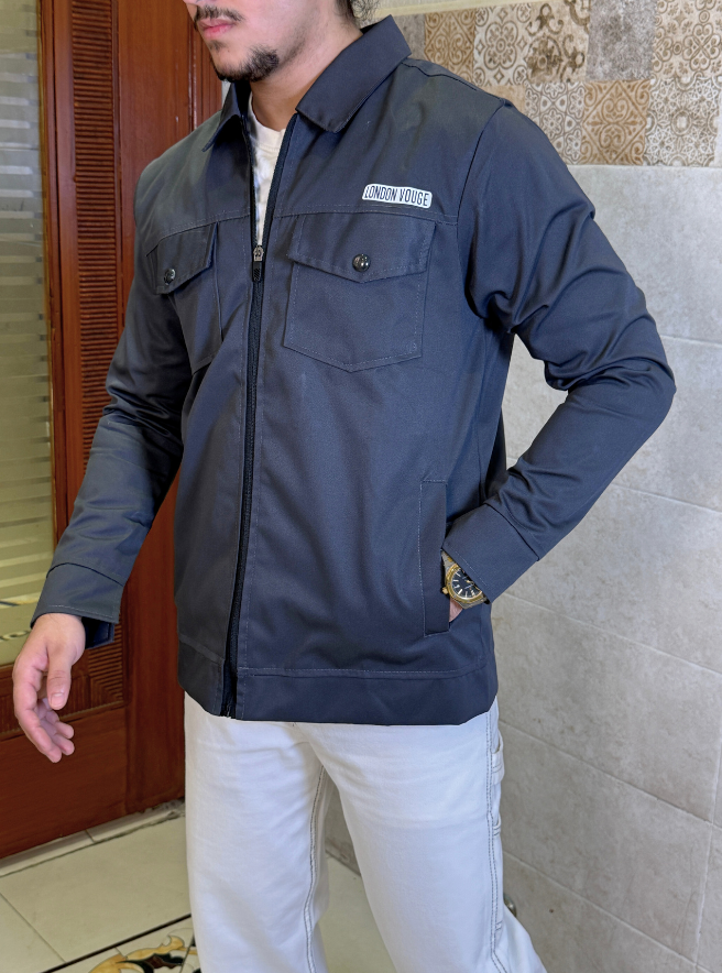 Premium Charcoal Gray  Full Sleeves Cotton Jeans Jacket