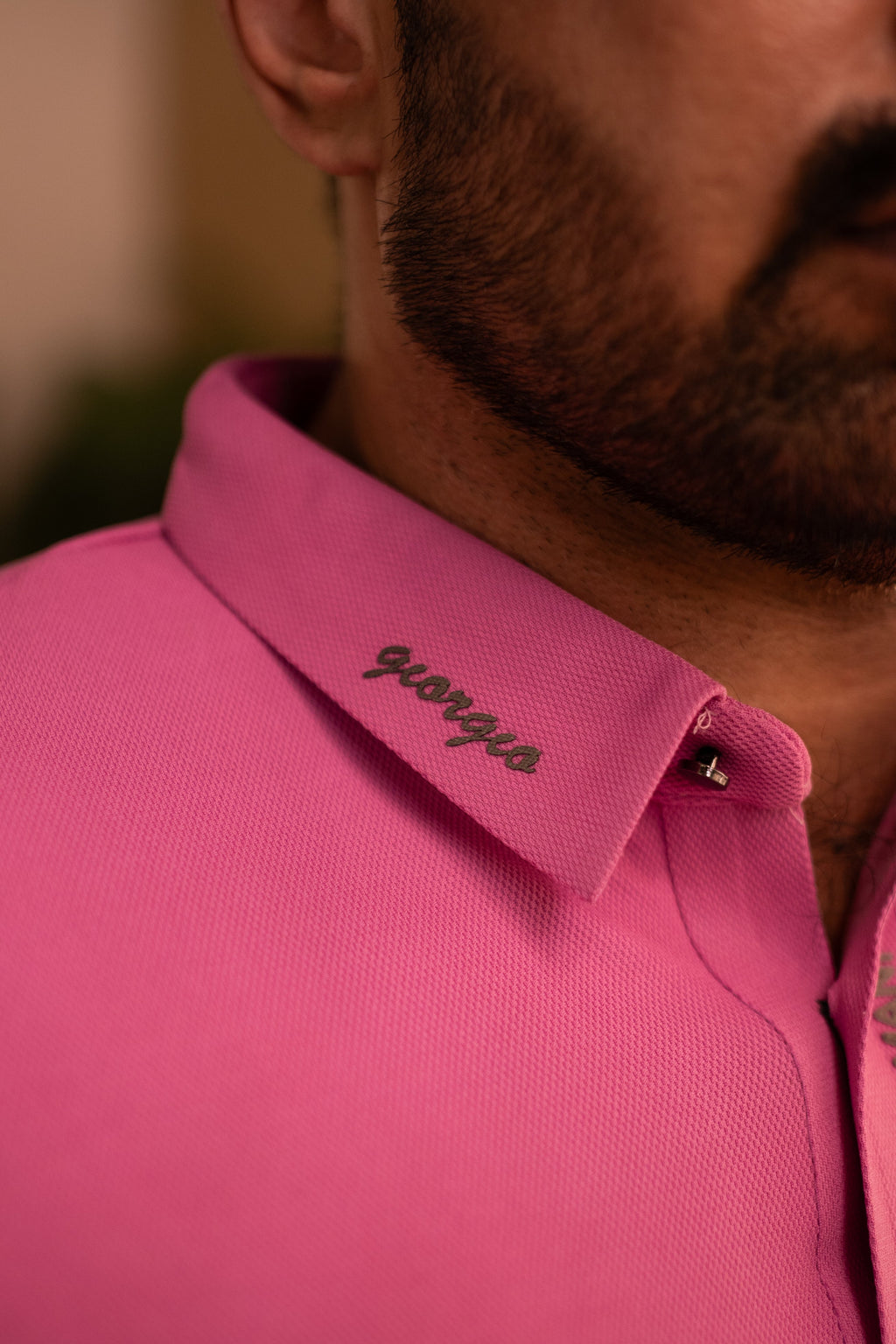 ITALIAN TEXTURED STITCHLESS POLO SHIRT LVPS-07 PINK