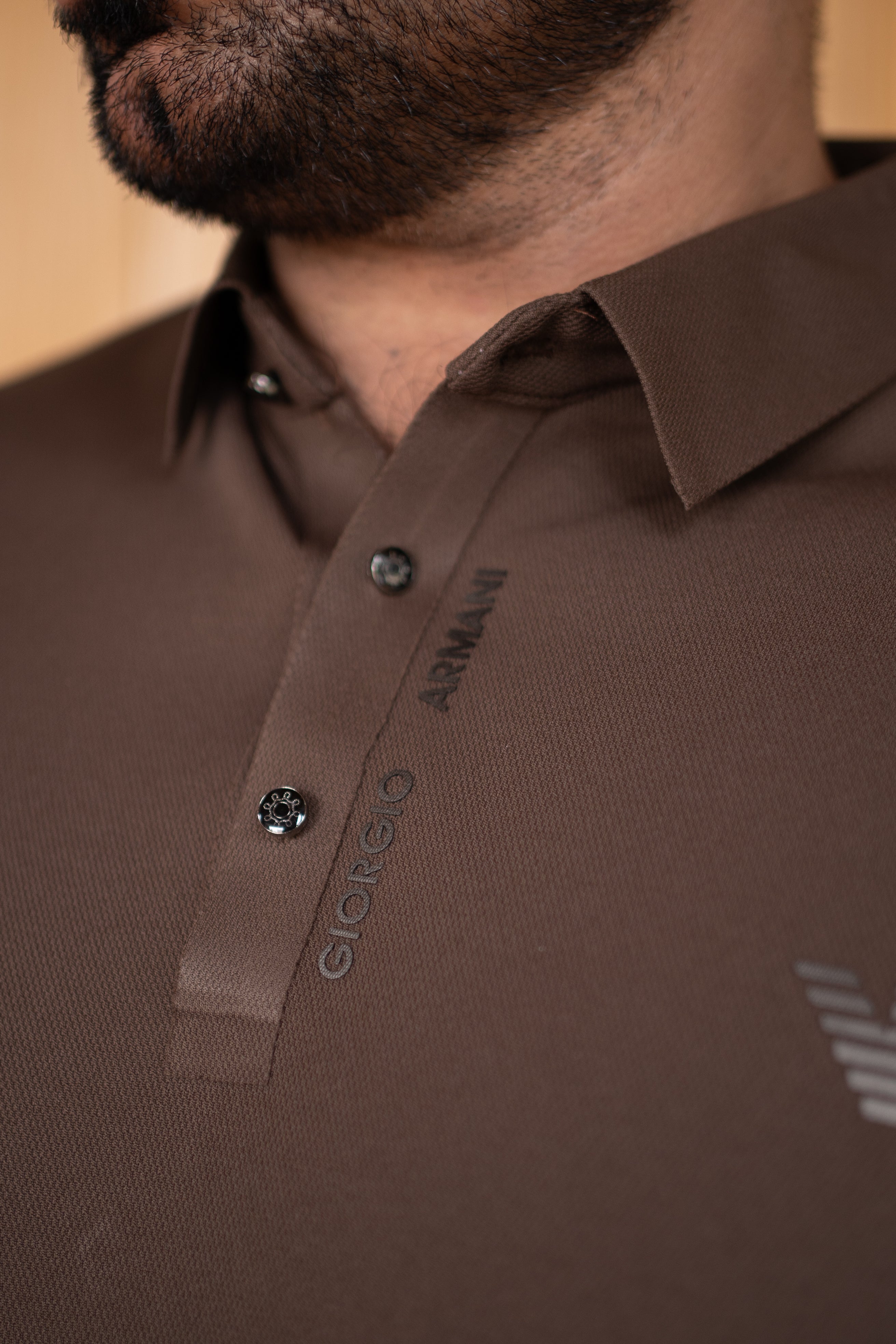 ITALIAN TEXTURED STITCHLESS POLO SHIRT LVPS-010 BROWN