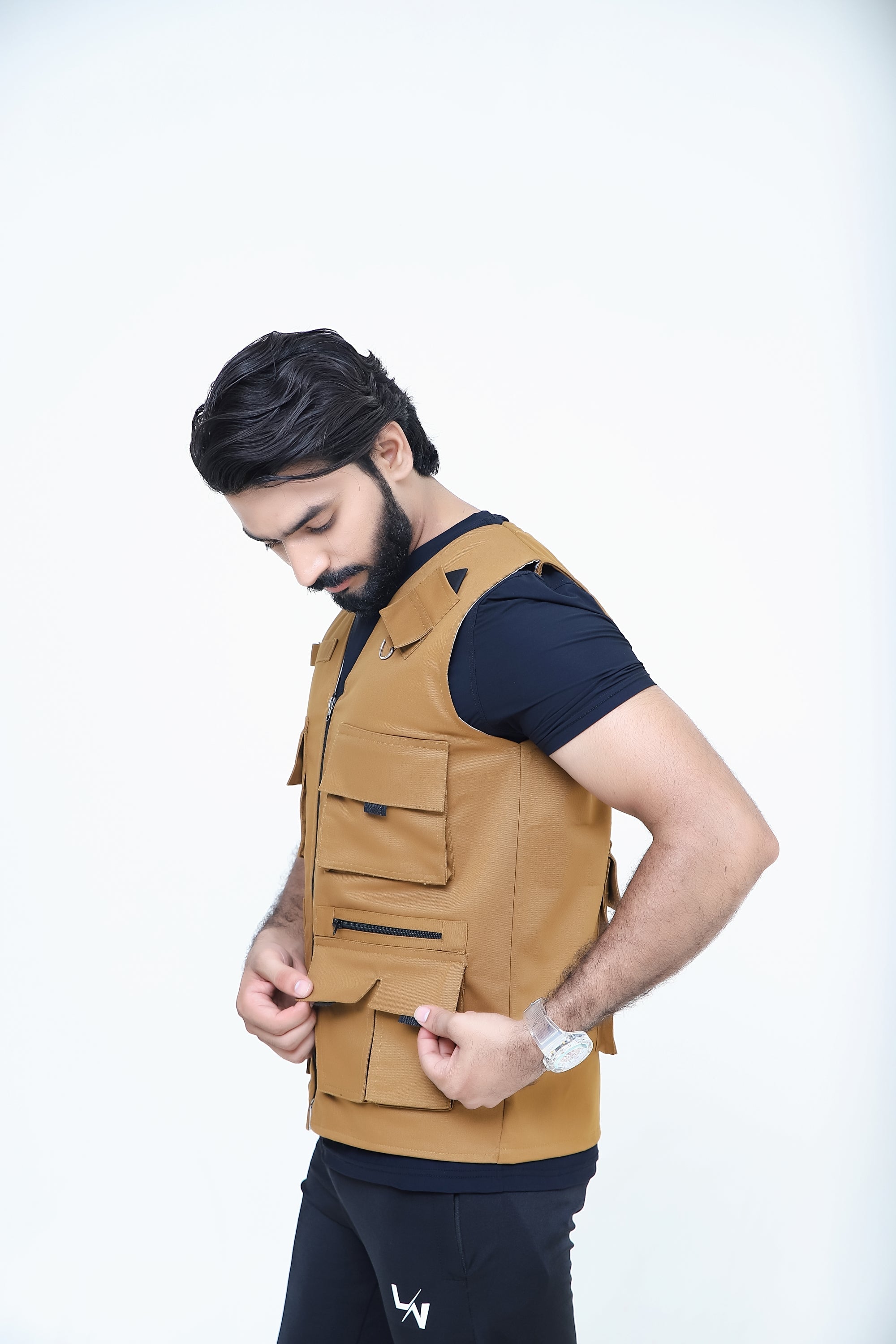 Men's Trendy Cotton Sleeveless Mustard Sidhu Jacket-LV#039