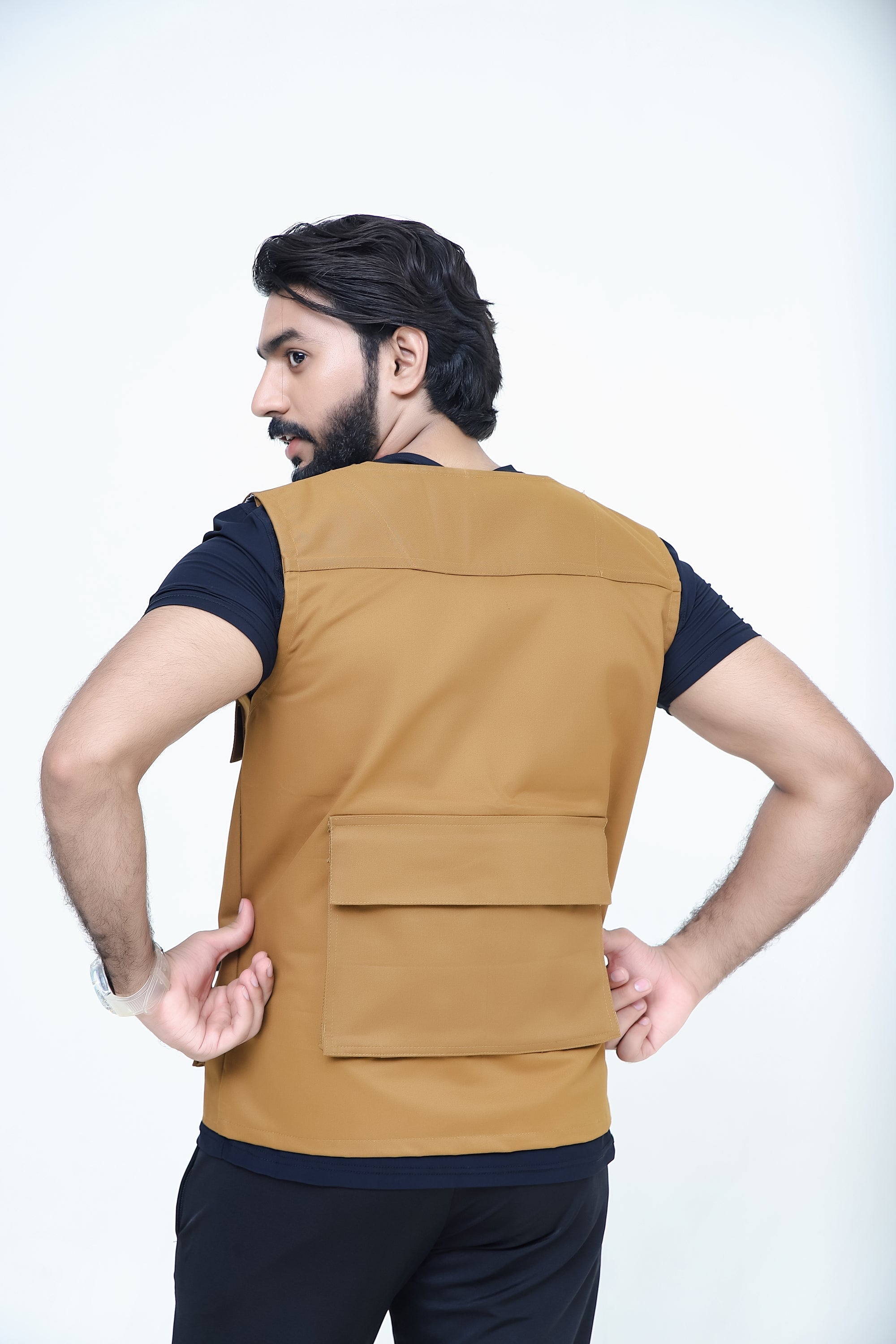 Men's Trendy Cotton Sleeveless Mustard Sidhu Jacket-LV#039