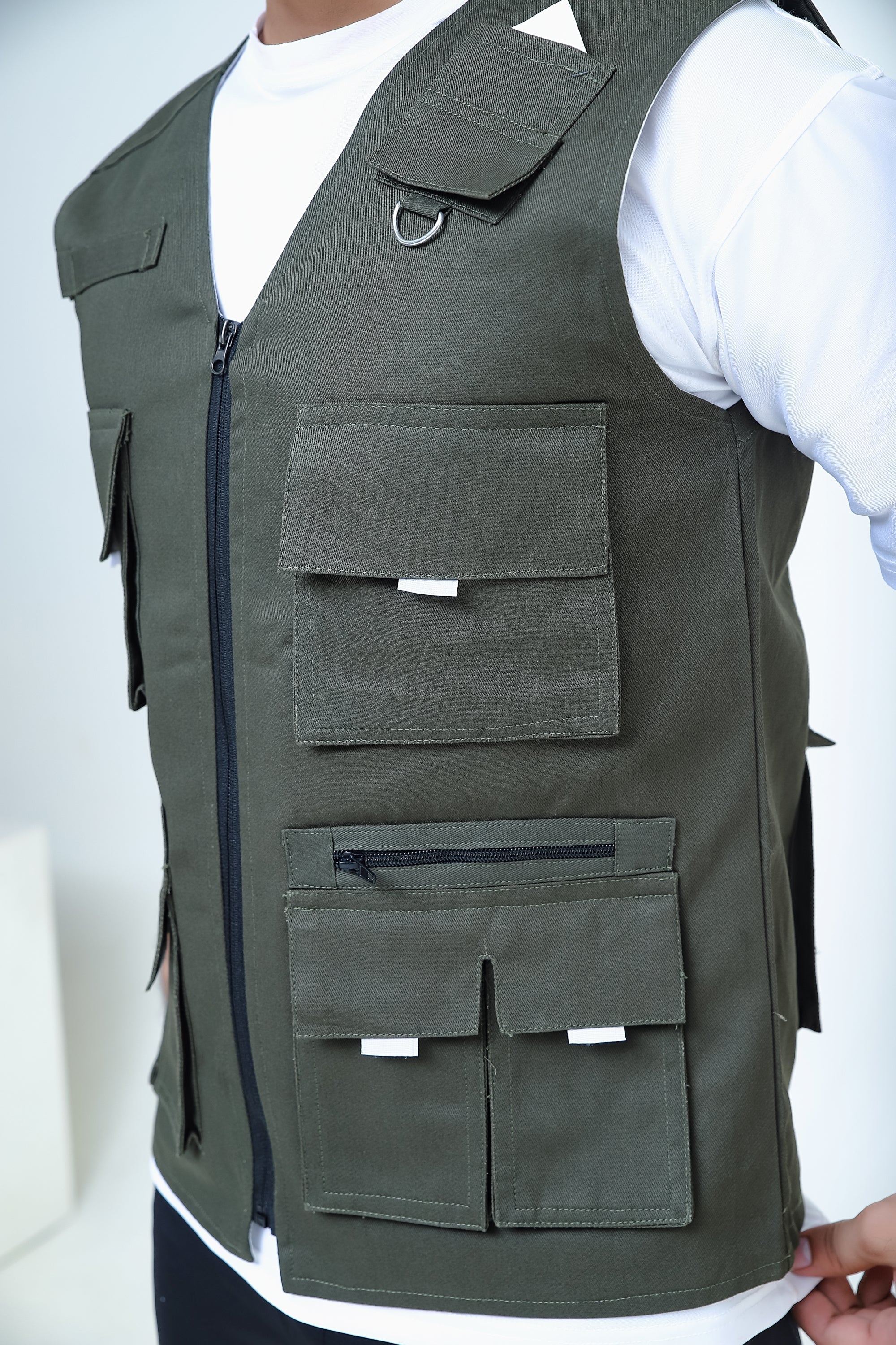 Men's Trendy Cotton Sleeveless Green Sidhu Jacket-LV#041