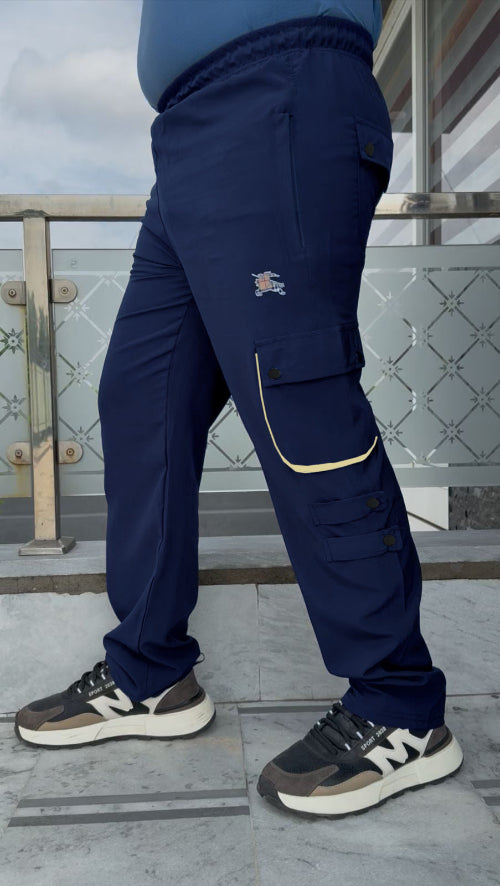 Imported Blue Micro Relaxed Fit 6 Pocket Cargo